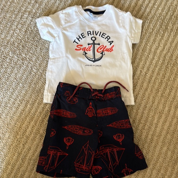 Janie & jack boys preppy summer bundle 6-12 months swimwear, tees and polos - Picture 5 of 5